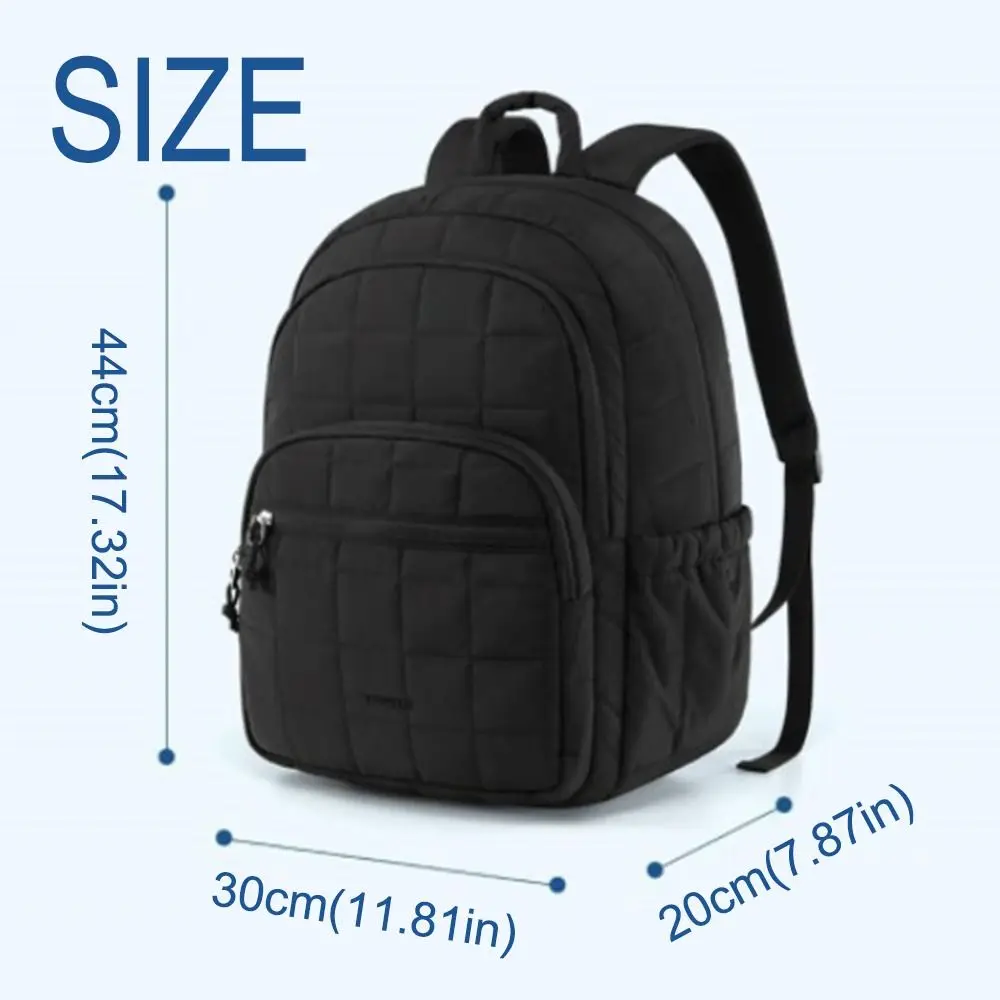 Creative Travel Backpack Quilted Plaid Waterproof College Student Backpack Durable Solid Color Cartoon Shoulder Bag Daily Use