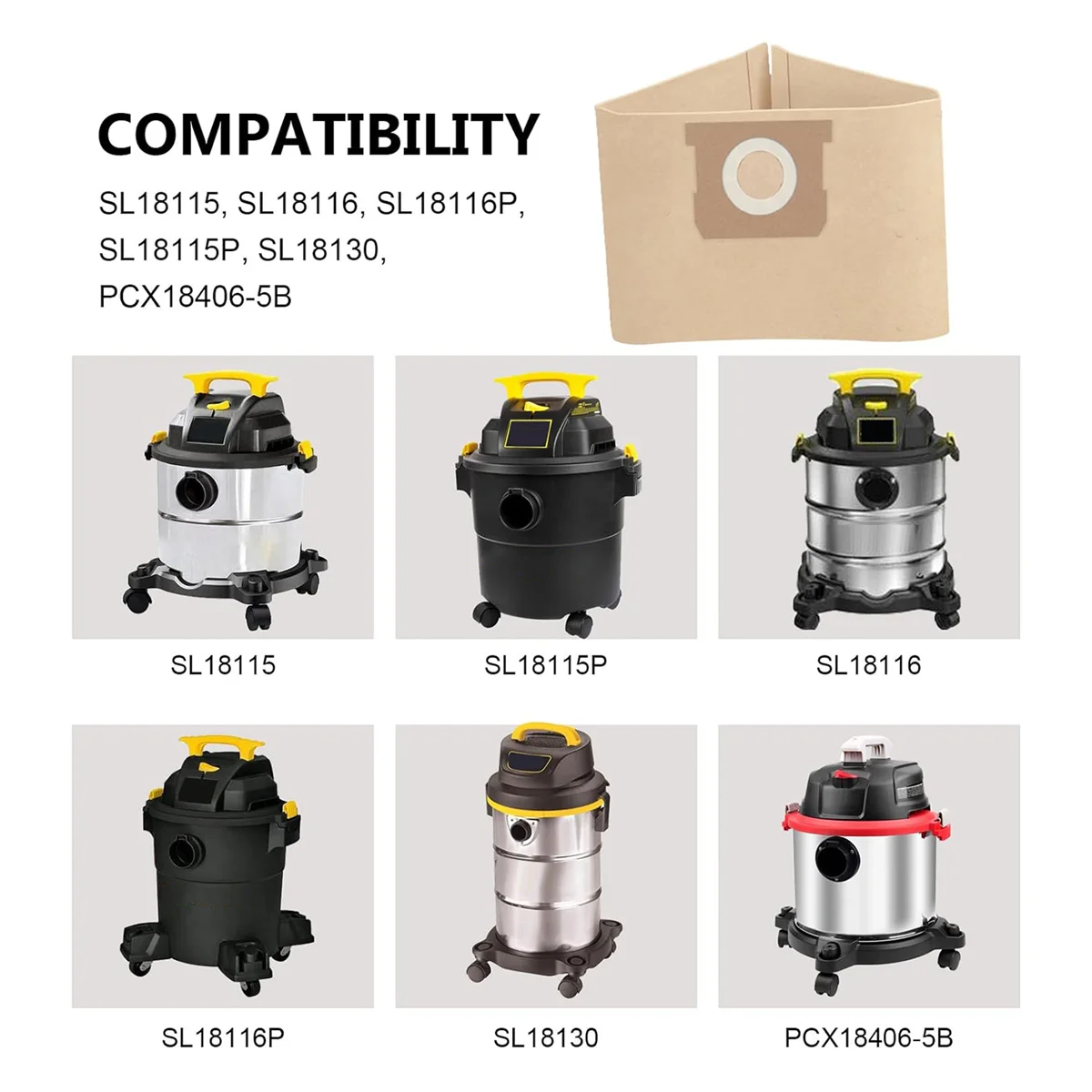 Пакеты 19-3100 В переменного тока, совместимые с пылесосом Stanley 5-6 галлонов для влажной и сухой уборки, одноразовые и многоразовые Пылесосы