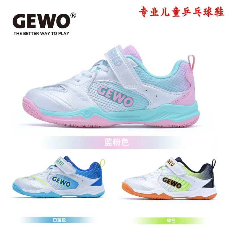 

New GEWO Children's Table Tennis Shoes for Men and Women, Breathable and Durable Training Shoes with Adhesive Buckles