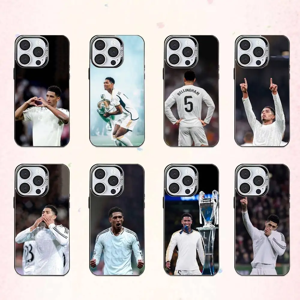 

Football J-Jude Real M-Madrid Phone Case For iPhone17,16,15,14,13,12,11 Plus,Pro Max Colored Silver Plated Inside Cover