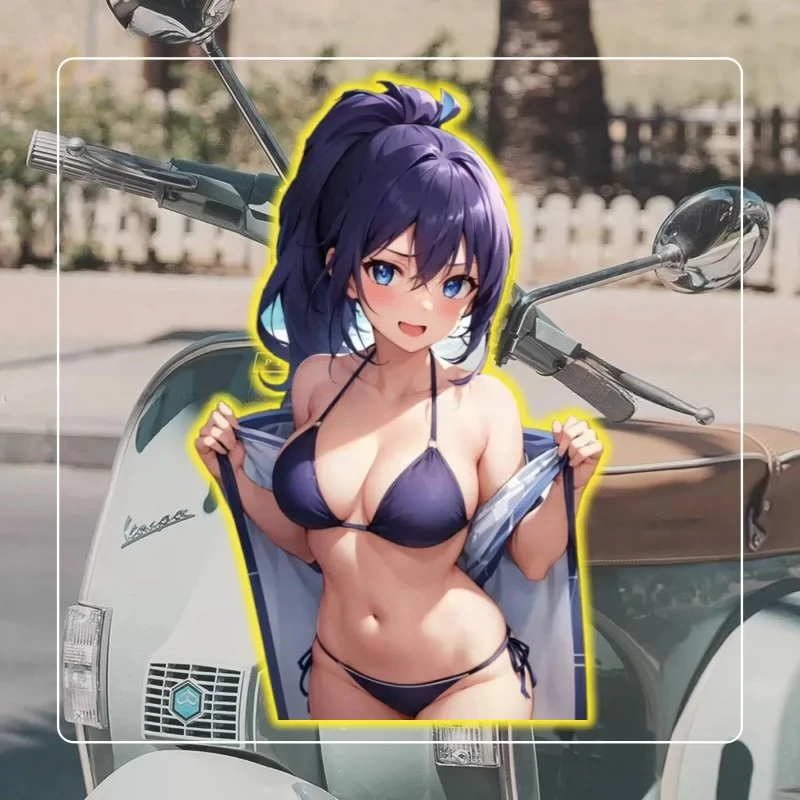 Cute Sexy Anime Swimsuit Girl Stickers, Waterproof & Sunproof Vinyl Decals for Car & Motorcycle, Scratch Cover Decor