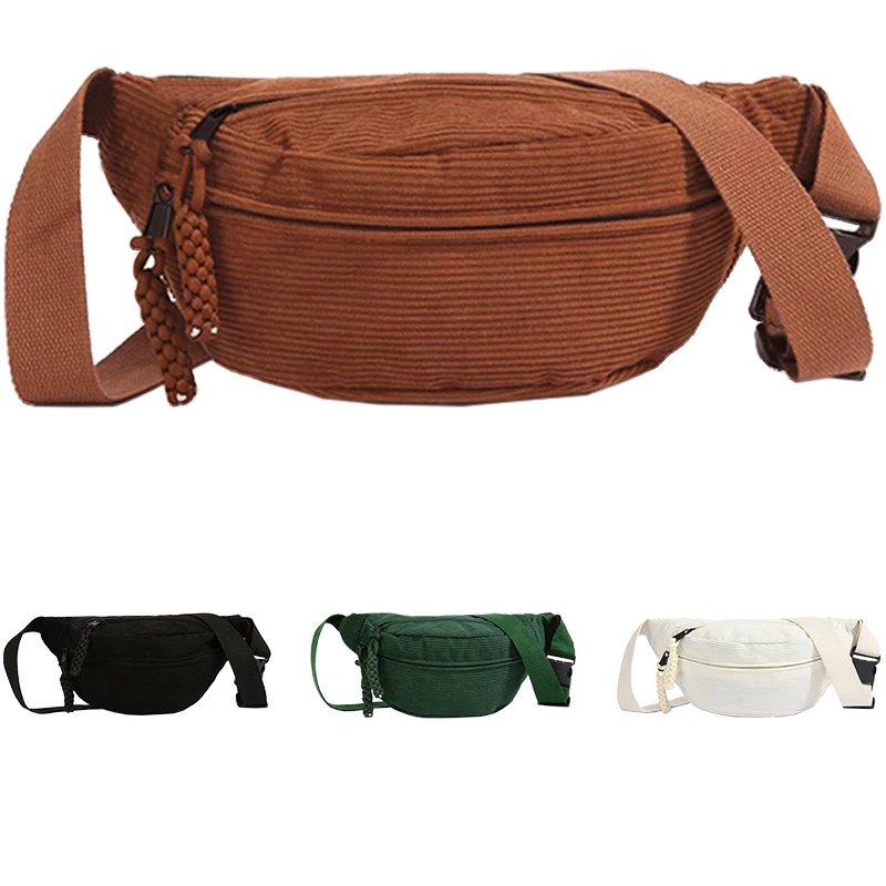 

Charming Multi-Color Corduroy Waist Bag Adjustable Strap Lightweight for Daily Commute Casual Stylish Functional Bag