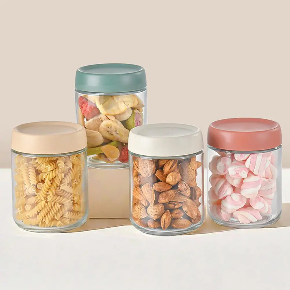 

6 Pcs 500ML Crisper Box Transparent Can with Screw Lid Nuts Snacks Tea Storage Jars Oats Preserving Jars Salad Yogurt Container