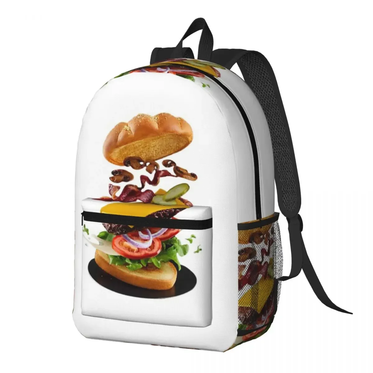 Double Decker Burger Backpack Daypack Large Capacity Children BookBag School Bag Shoulder Bags for Men Women
