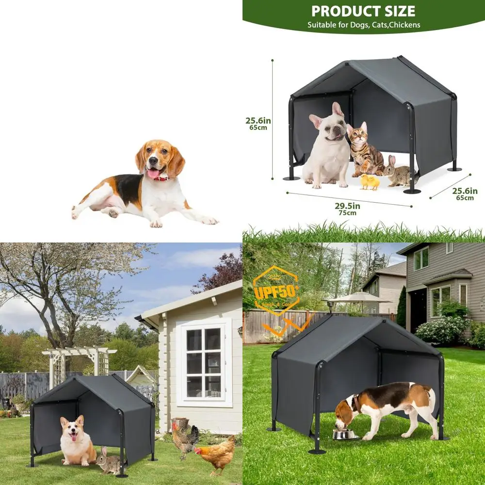 

Компактный уличный вольер-укрытие для собак, водонепроницаемый навес для мелких животных, 75x65x65 см с креплениями для крепления к земле