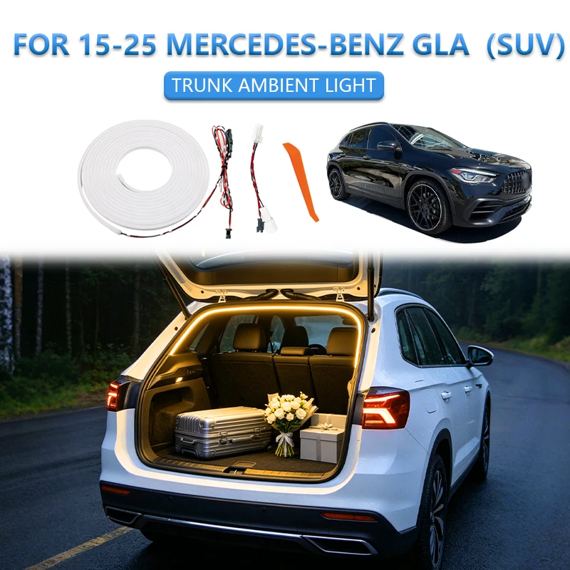 Für 15-25 MERCEDES-BENZ GLA Heckklappen-LED-Umgebungslicht Silikonlicht Modifikationslicht Gelb Weiß Auto-Zubehör