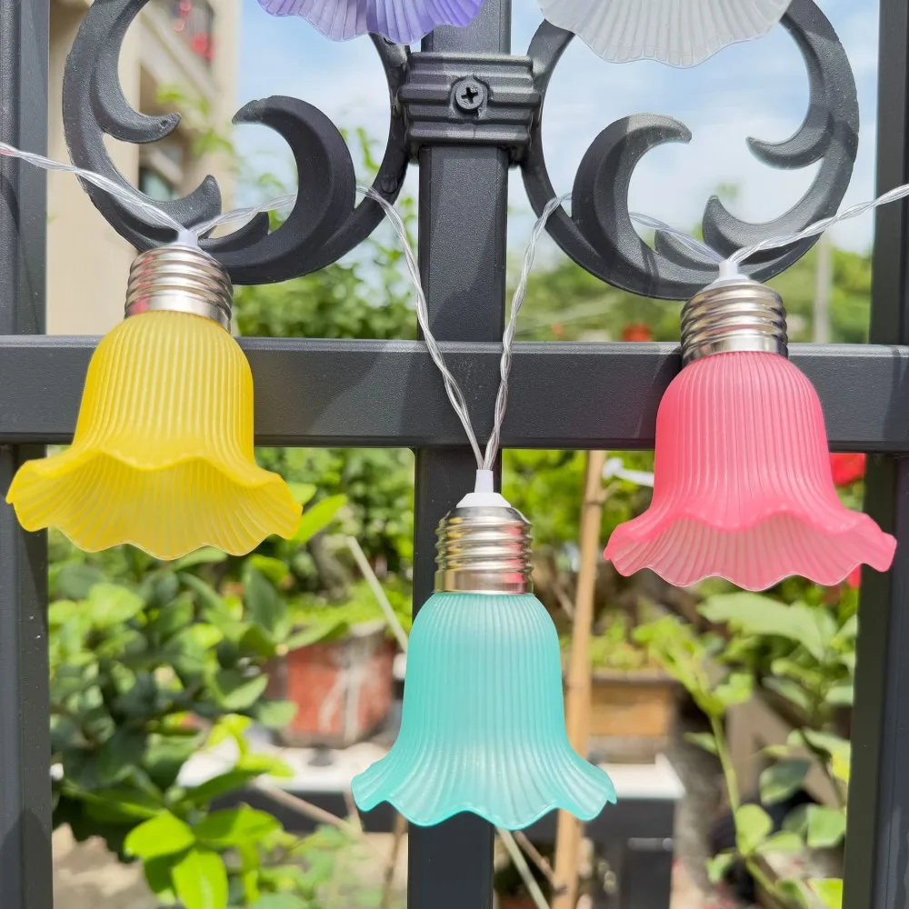 1PC 10/20LED Skirted Indoor Outdoor Fairy String Lights, Battery Powered Floral Lamp for Wedding Holiday Birthday Parties Decor