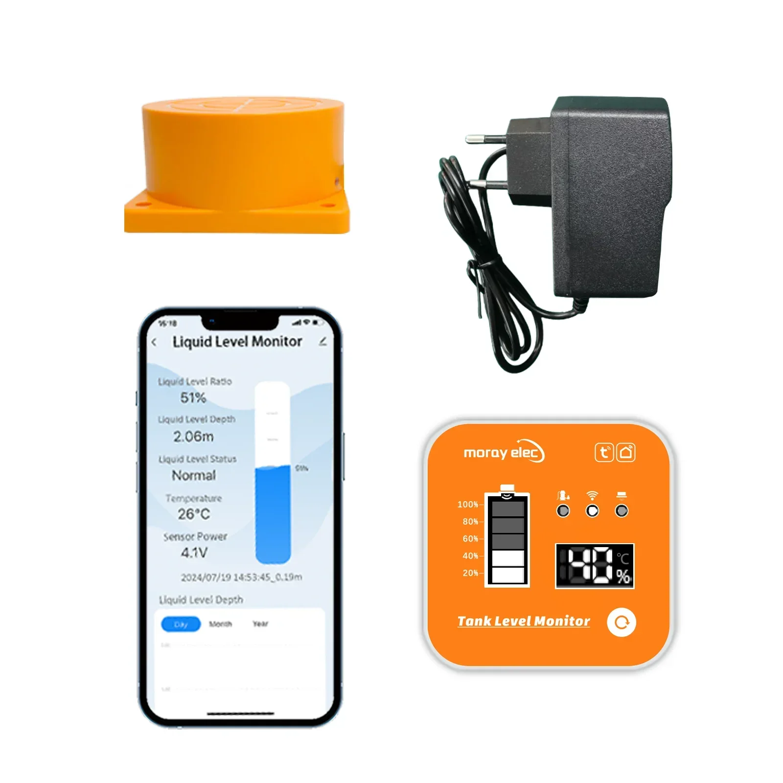 AUF LAGER Top Ranking Moray ME201R Tuya APP Wifi Drahtlose Ultraschall LCD Temperatur Zeit Display Anzeige Ultraschall Wasser Leve