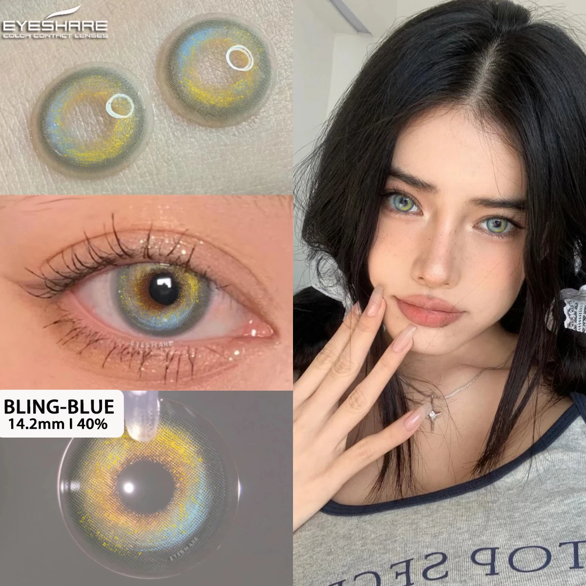 EYESHARE Color Contact Lenses for Eyes 1Pair New Blue Contact Lenses Brown Eye Contacts Lenses Yearly Fashion Beautiful pupil