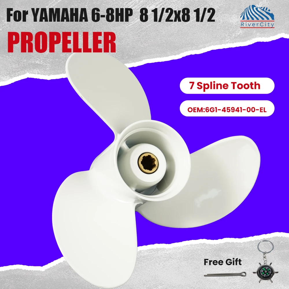 

Подвесной пропеллер для Yamaha 6HP 7HP 8HP 8 1/2x8 1/2 лодочный двигатель 7 шлицевых винтов из алюминиевого сплава, корабль, морской двигатель, 3 лопасти