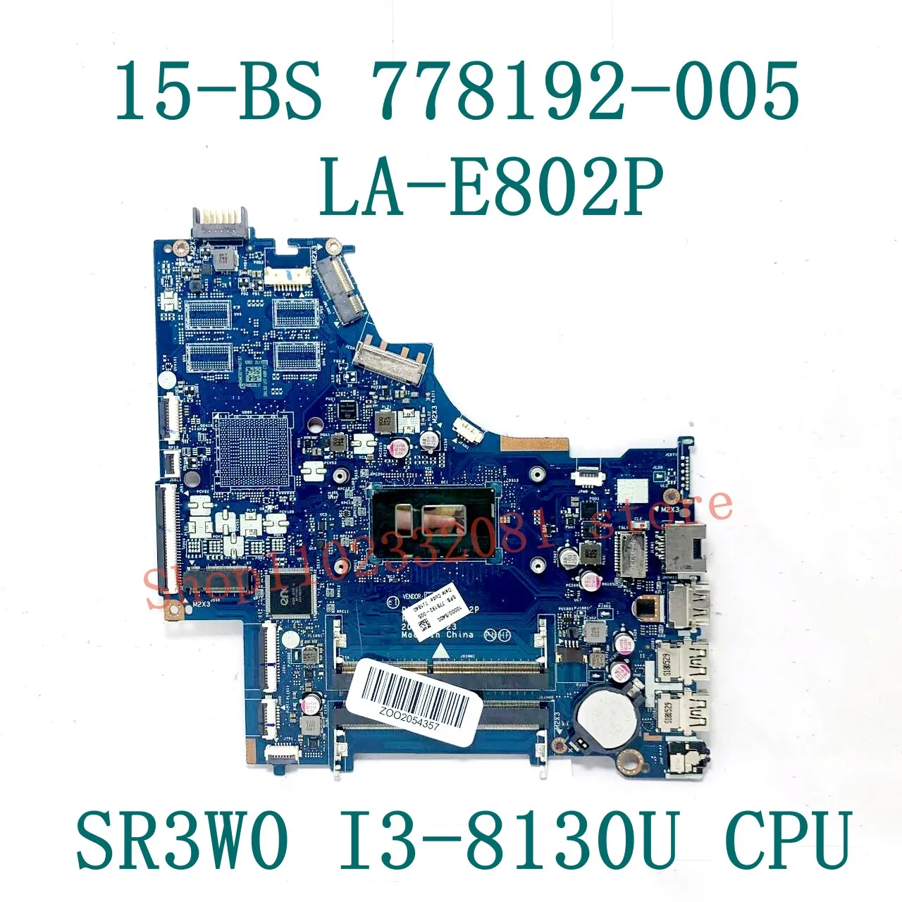 Placa-mãe L15871-601 778192 -005 934908 -601 LA-E802P para HP 15-BS 250 G6 Laptop Placa-mãe com CPU I3-8130U/I5-8250U 100% testado