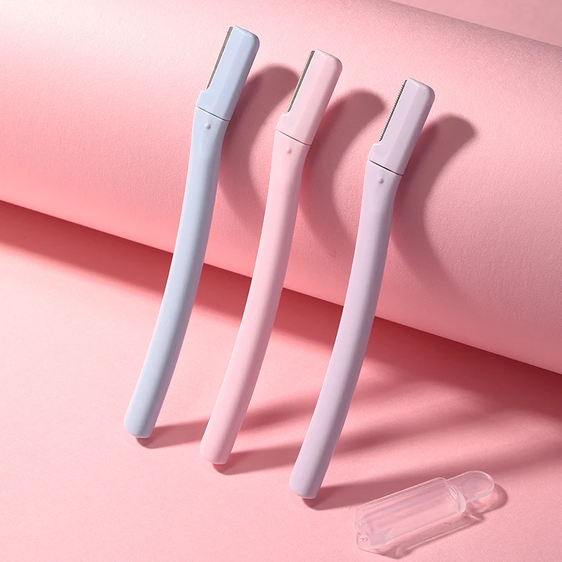 3 ピース/セットメイクアップツール眉毛トリマーかみそりリムーバーブレード安全な眉毛シェイパートリミングナイフ女性用保護カバー付き