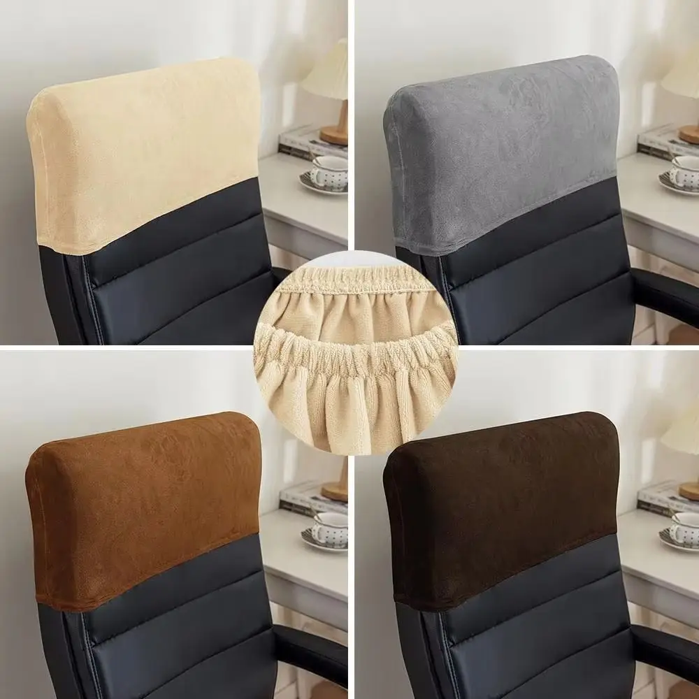 Dust-proof Chair Back Cover Solid Color High Elasticity Backrest Protector Comfortable Velvet Chair Office Headrest