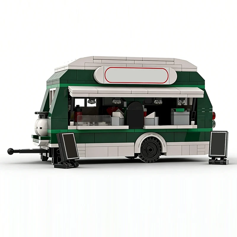 City Car Model MOC Building Bricks Dutch Mini Pancakes Food Trailer Modular Technology Children Holiday Gifts Assemble Toys Suit