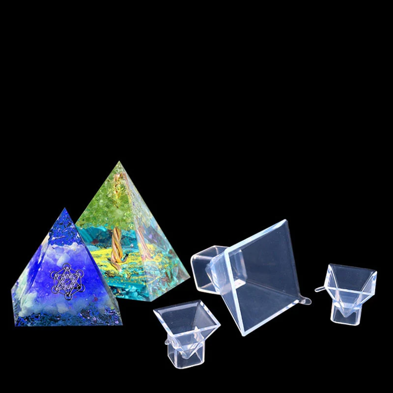 3 Size Clear Pyramid Resin Mold DIY Epoxy Resin Mold Home Office Decorative Pyramid UV Cyrstal Square Cube Clear Silicone Mold