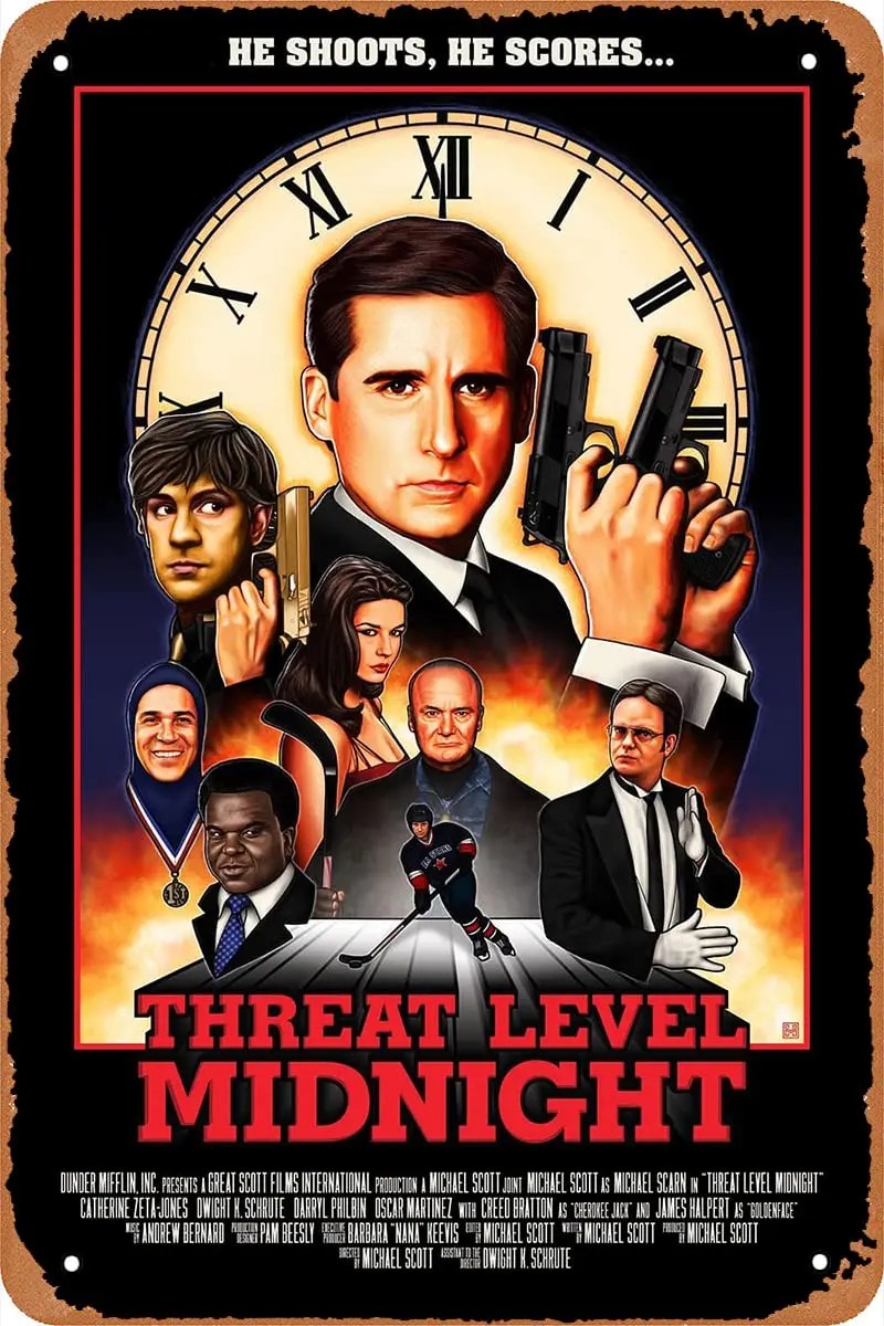 Retro Metal Sign Threat Level Midnight Movie Poster for Cafe Bar Pub Office Garage Home Wall Decor Gift Vintage Tin Sign 12 sign