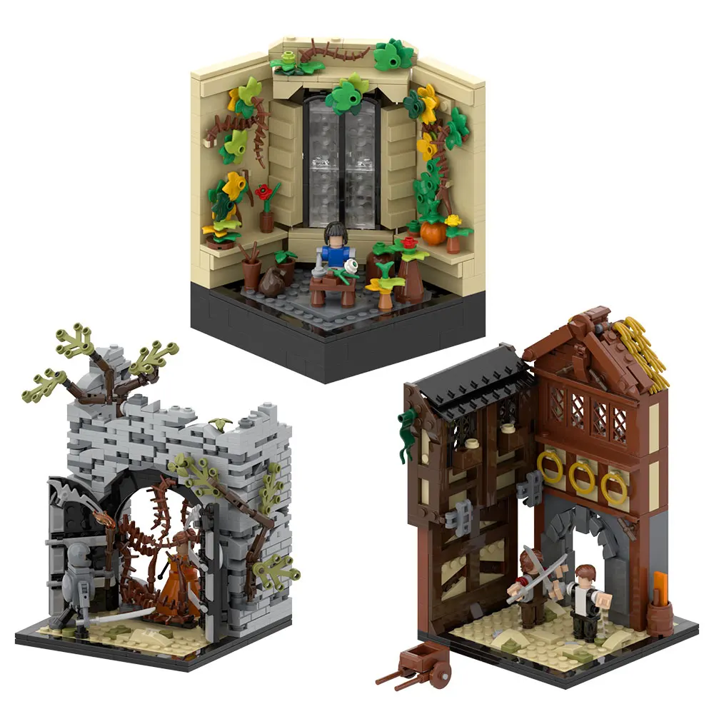 Witcher Street View Brickheadz Figure Building Block Model Kit MOC Architecture Yennefer Law of Surprise Brick Toy Kid Gift