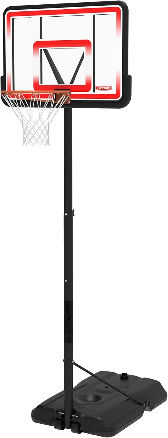 Shatterproof Portable Basketball Hoop, 44-Inch Backboard，The telescoping pole adjusts the rim height from 7.5 to 10 feet