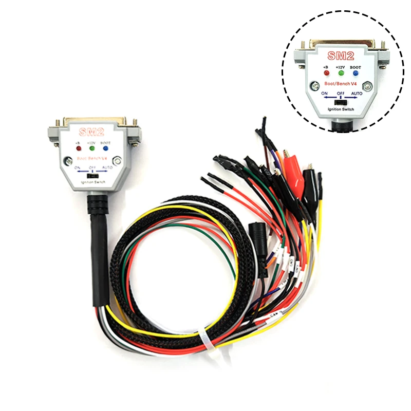 SM2 PRO J2534 VCI Bench Pinout Cable DB25 3 LED Ignition Switch ECU Read Write Flash Cable For PCMFlash KTM