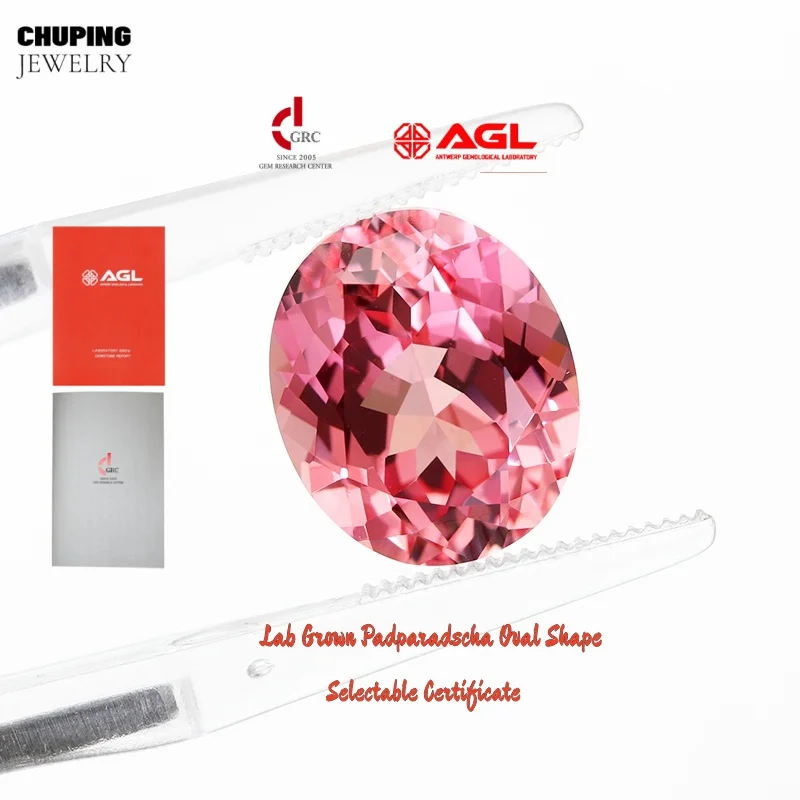 

Lab Grown Padparadscha Oval Shape Czochralski With Certificate Cultivate Padparadscha For Ring Necklace Earrings Jewelry Making