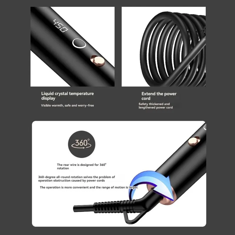 A99G-EU Plug 110-220V 5-In-1 Multifunctional Curling Iron Set Featuring Interchangeable Titanium Coated Barrels, LCD Display