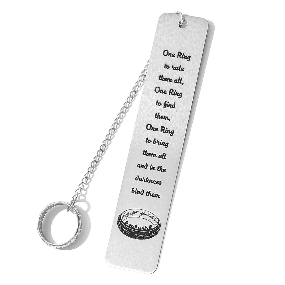 The Lord of the Rings: Text bookmark, ring pendant, reading accessories for fantasy novel reader, office supplie, bookmark gift