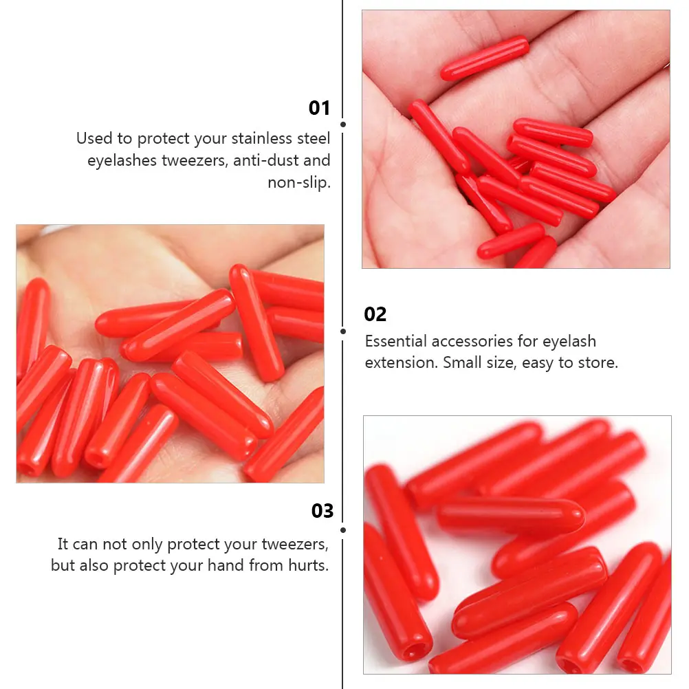 100 Uds cubierta de pinzas de pestañas tapa de silicona Protector de punta antideslizante para herramientas de injerto funda protectora de pinzas de diseño compacto