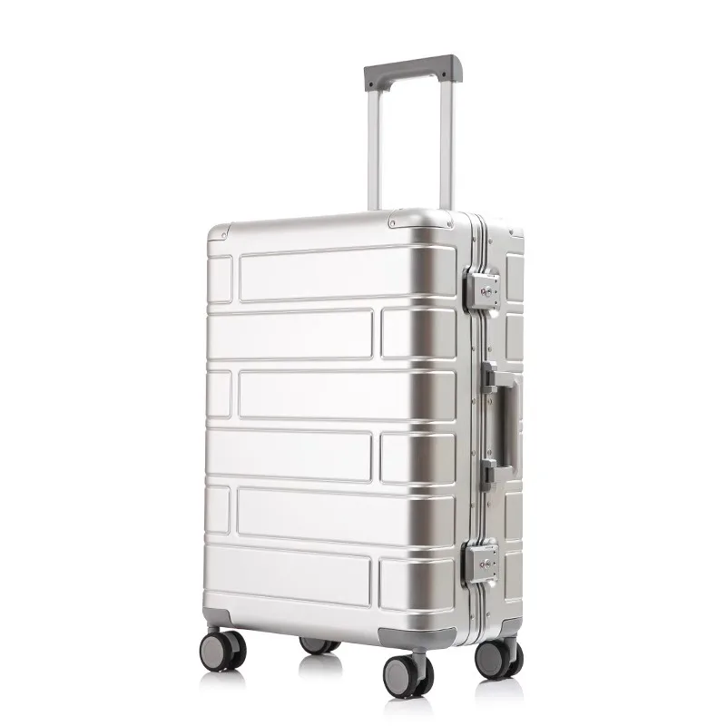

Aluminium Luggage Carrier Password Lock Business Luxury Rolling Suitcase 20''Carry-Ons Cabin Trunk Metal Waterproof Trolley Case