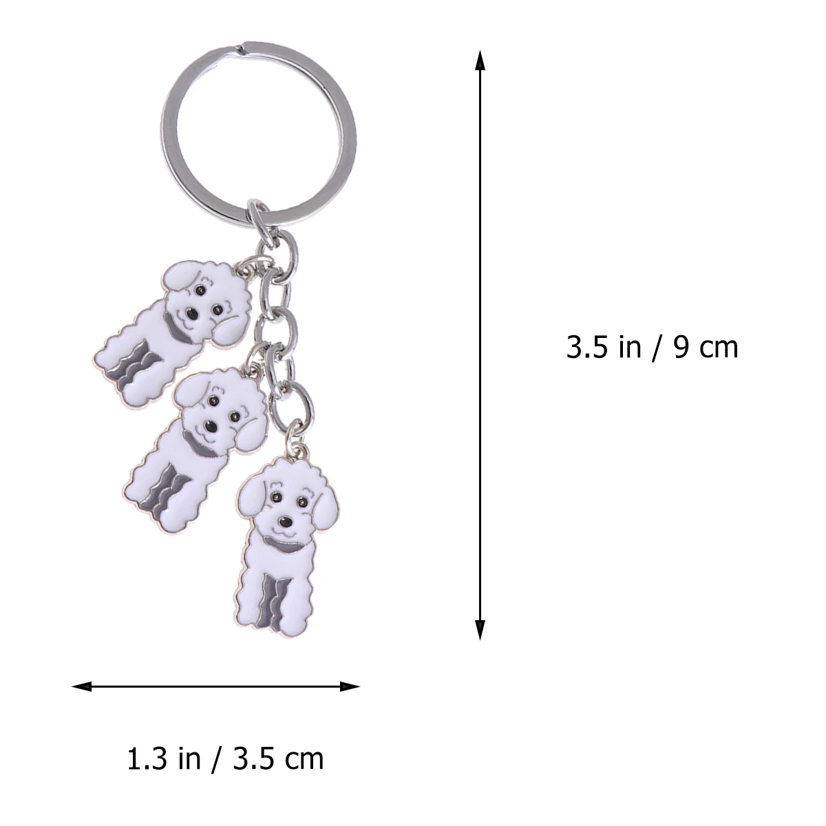 Poodle Shape Car Keychain Metal Dog Shape Car Keyring Decorations Hanging Pendant (Poodle White) German Yorkshire terrier