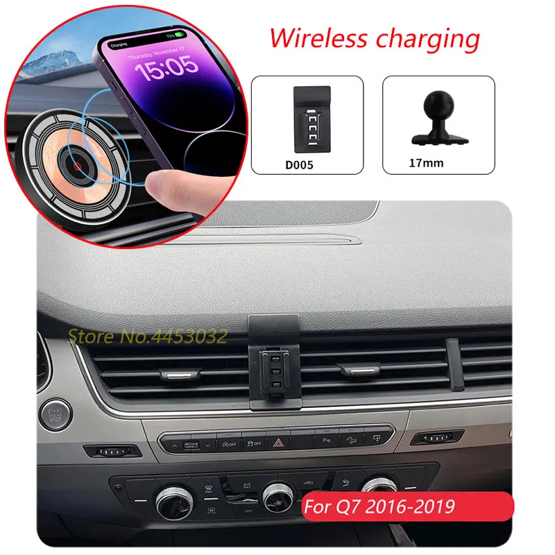 Do Audi Q7 4M 2016-2019 15W Samochodowa ładowarka bezprzewodowa Uchwyt na telefon Obrotowy uchwyt magnetyczny Akcesoria do szybkiego ładowania