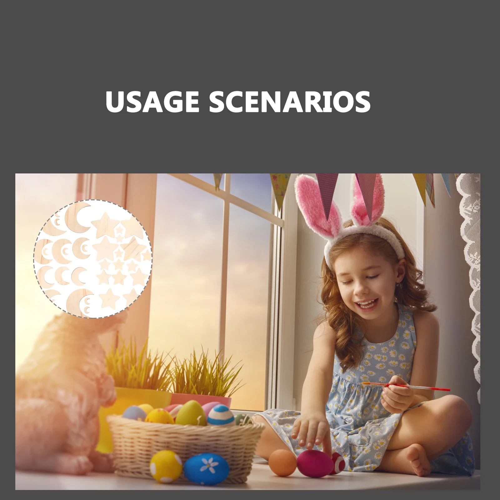 

36Pcs DIY Unfinished Moon Star Wood Cutouts Paintable Wood Slices Craft Supplies Decorations Cutout Slice DIY Wooden Cutout