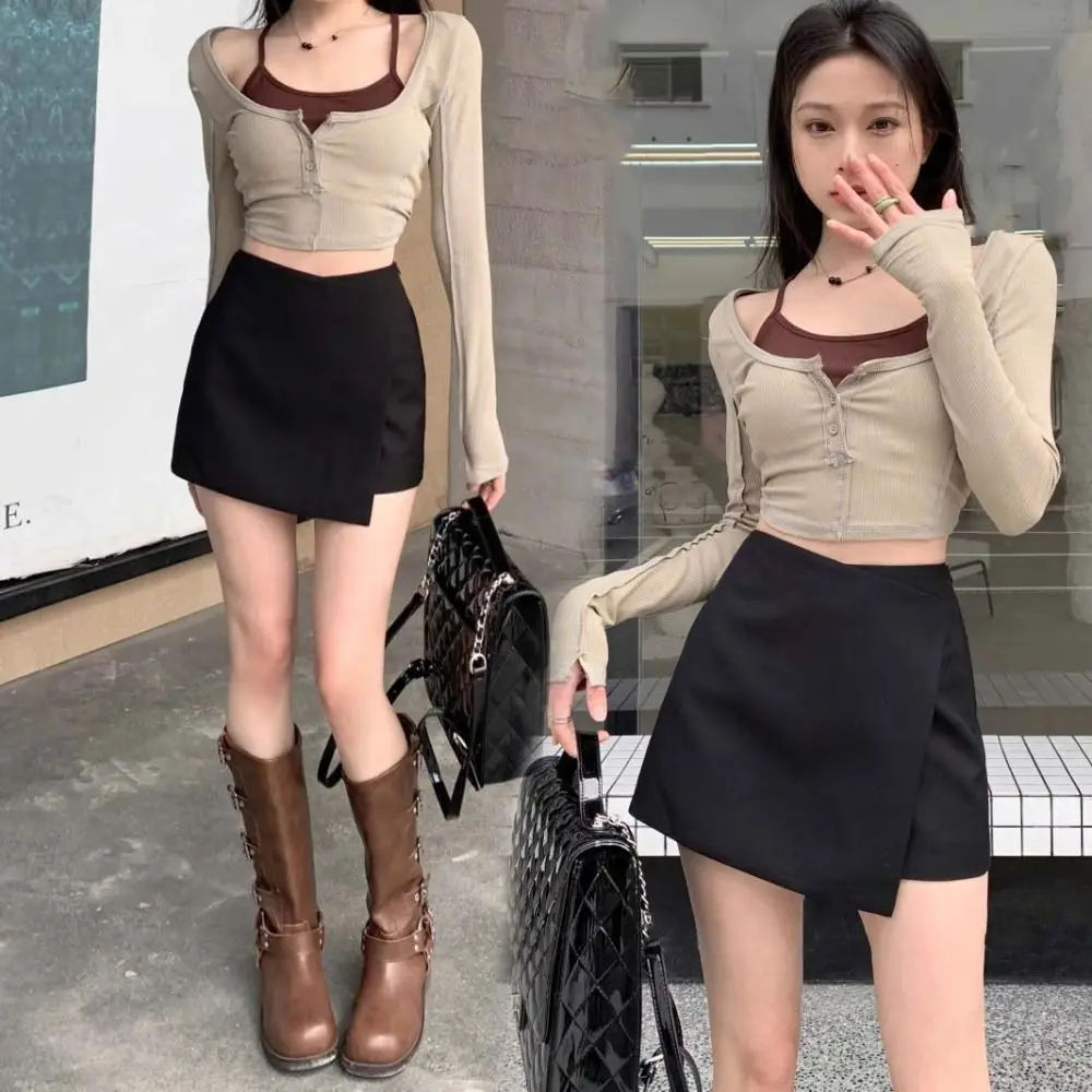 

Asymmetrical A-line Short Skirt High Waist Slim Fit Mini Short Skirt Y2K Spicy Girl Style Women's Shorts Pants Girls