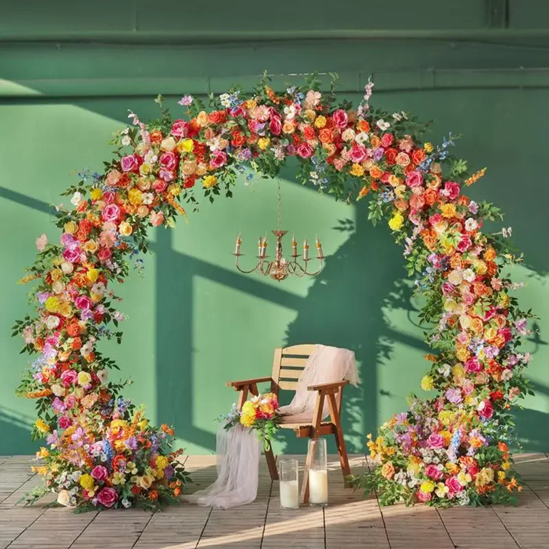 

Lawn Wedding Large Arch Outdoor Stage Party Backdrops Flower Balloons Shelf Floral Walkway Aisle Welcome Door Frame Background