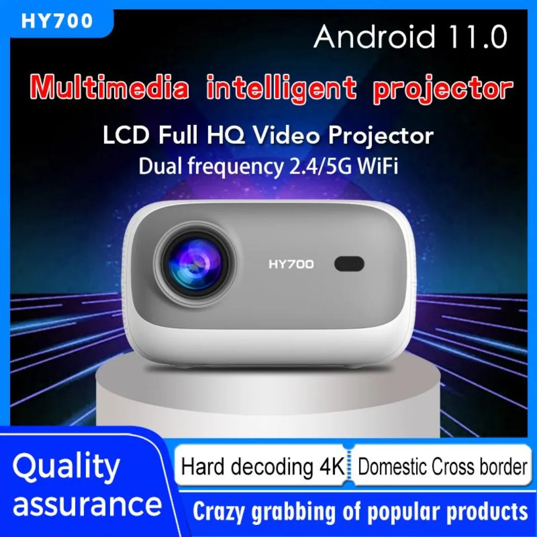 HY700 Top-Selling Horizontal Correction Smart Projector 4K with Built-In HD and Speaker for Room Decor and Office Projection