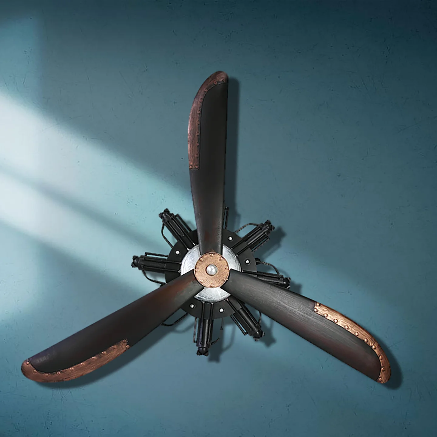 الحديد المطاوع الرياح الصناعية قلادة محرك الطائرات نموذج المروحة جدار بار مطعم غربي الديكور زخرفة الجدار شنقا
