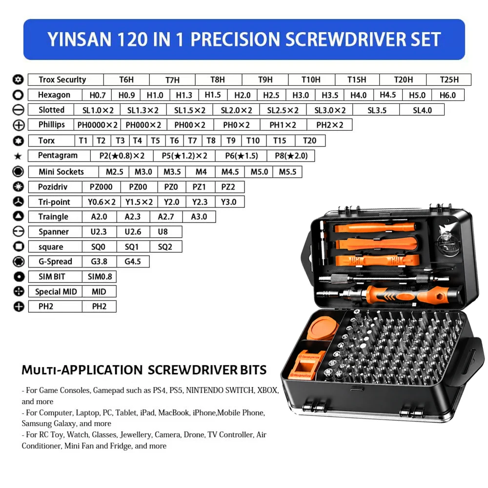Magnetisches Präzisions-Schraubendreher-Set 115 in 1 CRV-Stahl Torx Triwing Professionelles Reparatur-Werkzeugset für Elektronik, Laptop und Handy – Detail 10