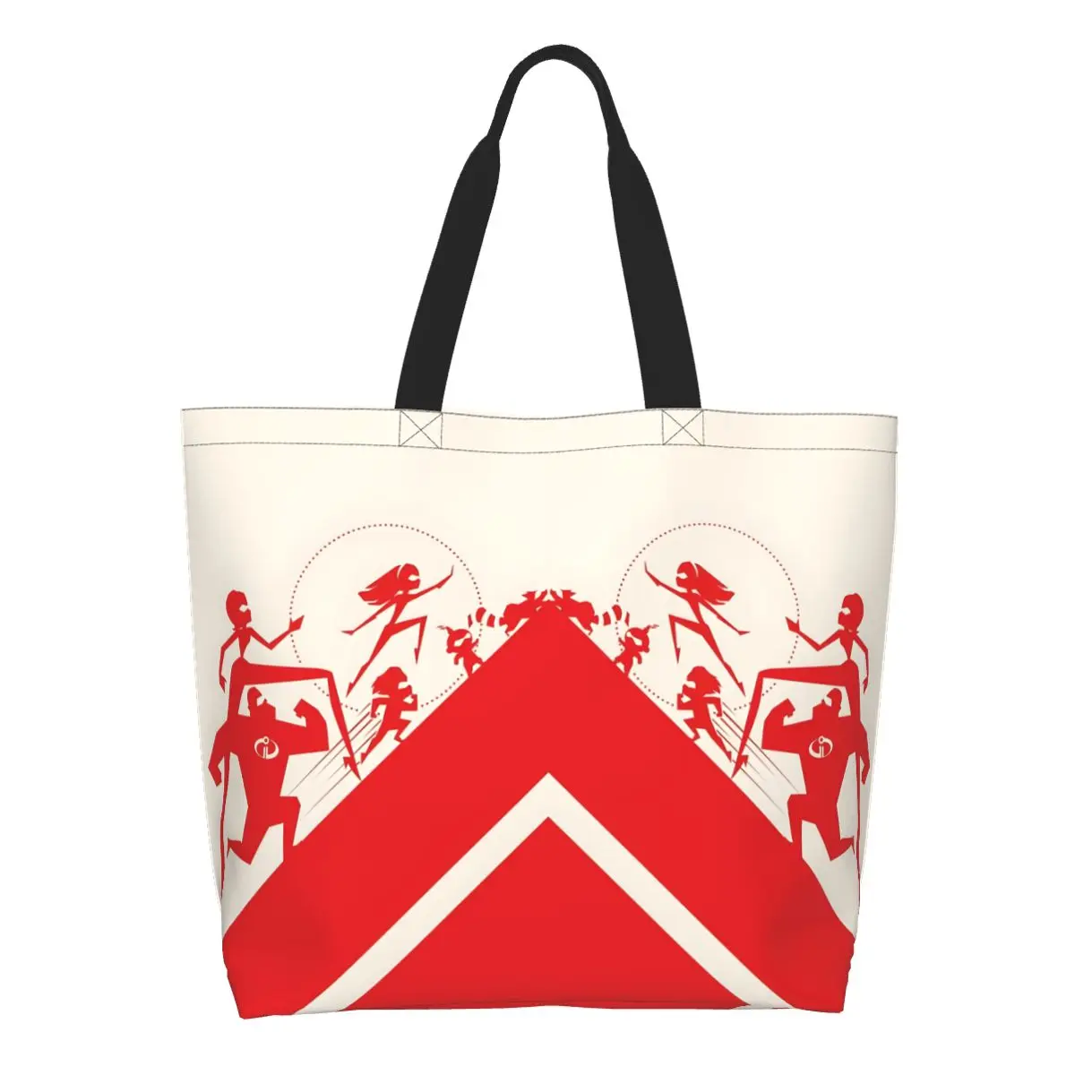 

Custom The Incredibles Groceries Shopping Bag Kawaii Canvas Shopper Tote Shoulder Bags Big Capacity Portable Cartoons Handbag