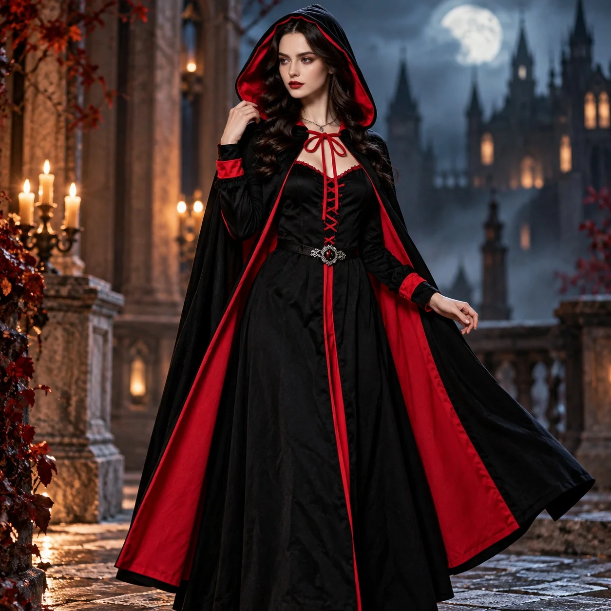 Cape Hooded Costume European and American Style Halloween with Jack Sparrow Costume Halloween Cape Mid Length Hooded Cloak