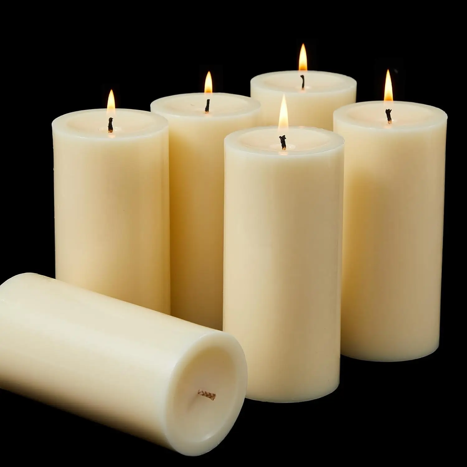 

Ivory Pillar Candles, Set of 6, 70 Hour Long Burning, Unscented and DriplPillar Candles Bulk, Large