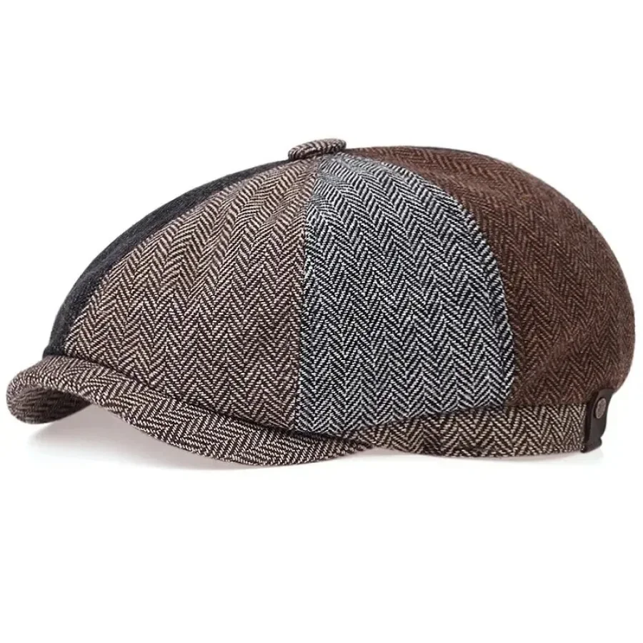 Gorras Men's Octagonal Hat Retro Newsboy Caps Men British Painters Hats Autumn Winter Berets Herringbone Flat Cap Hip Hop Berets