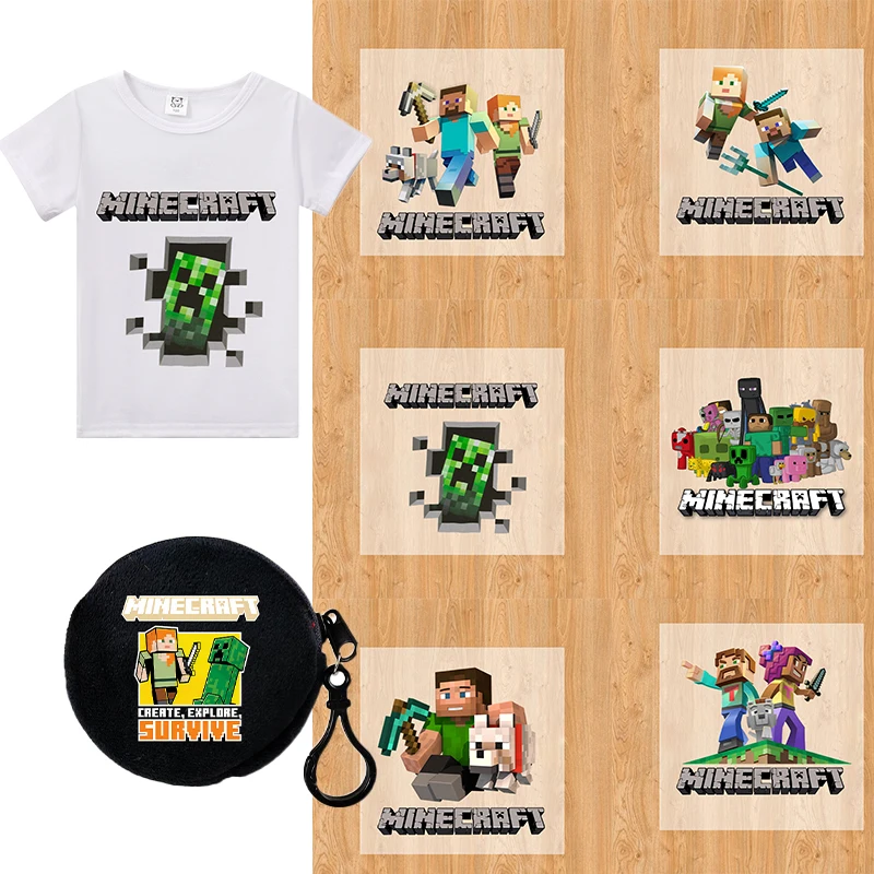

Game Theme Heat Transfer Sticker Miner Crafted Patches Iron on Heat Transfers Clothes Thermal Applique Sticker T Shirt Decor DIY