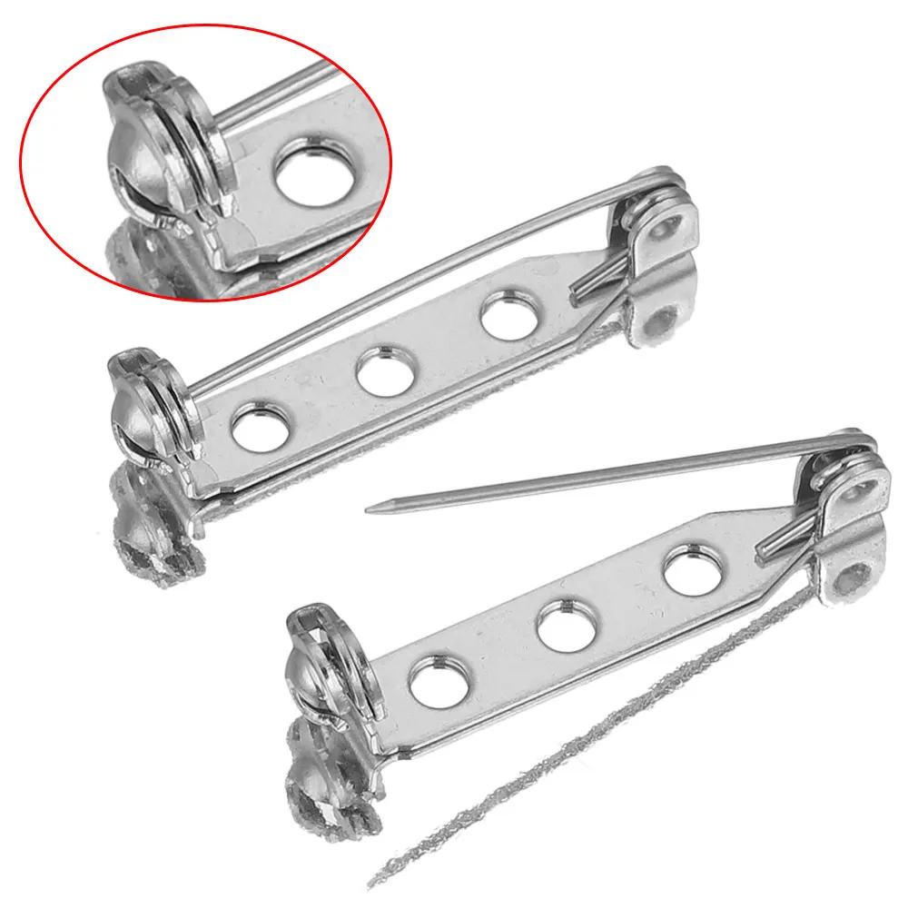 20pcs Stainless Steel Safety Pins Lock Buckle Sewing Clothing for DIY Lapel Pins Brooch Jewelry Making Supplies Wholesale Metal