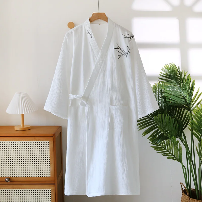 Japanische Kimono Robe männer Frühling Herbst Baumwolle Gaze Jacquard Lose Hause Kleidung Atmungs Lose Bademantel Männliche Nachtwäsche