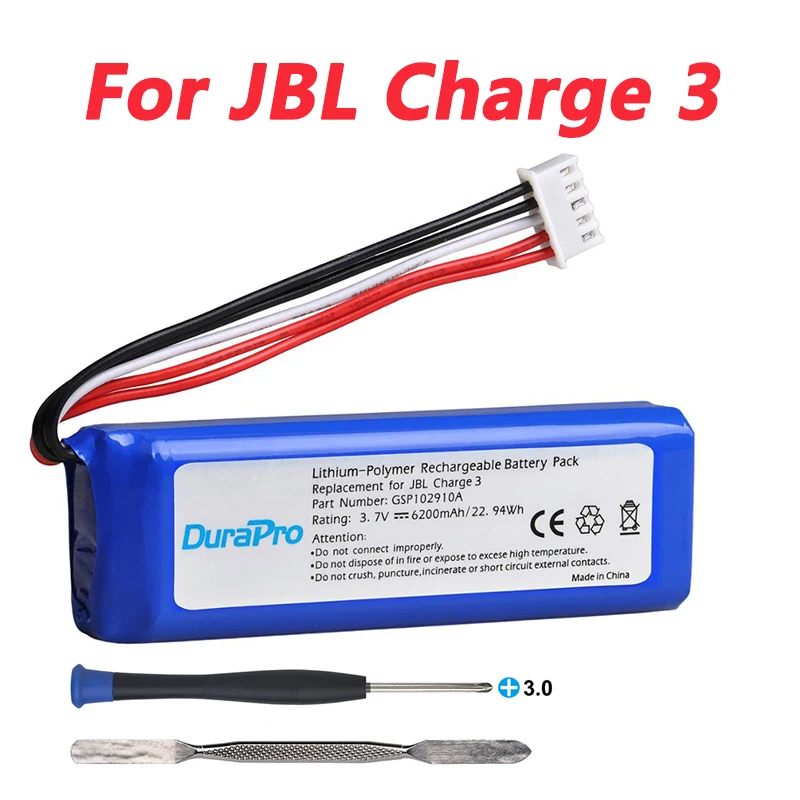 DuraPro 3.7V 6200mAh Battery Pack for JBL Charge 3  CS-JML330SL GSP102910A with free Screwdriver Tools