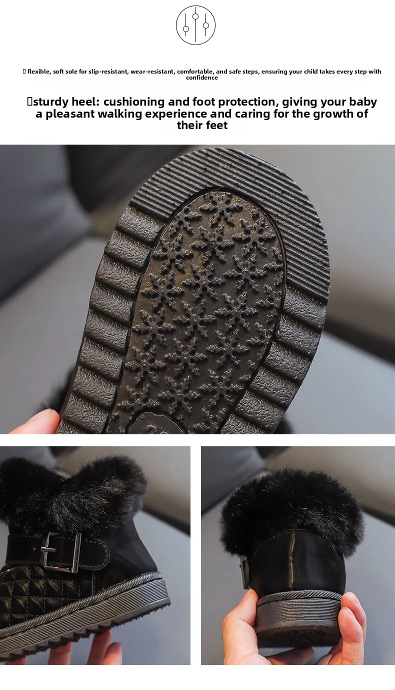 2026 Neue Herbst-Winter-Kinderstiefel für Mädchen, Verdickte Warme Bequeme Weiße Stiefel, Rutschfeste Plüsch-Baumwollschuhe für Babys und Kinder – Detail 5
