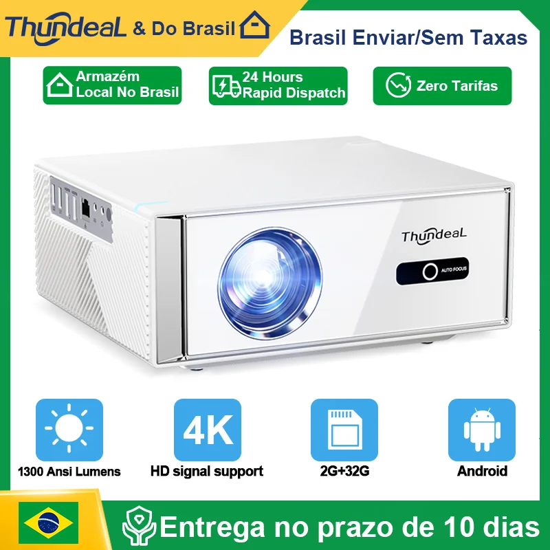 ThundeaL TD95W Projetor Android Full HD 1080P WiFi 2K 4K Home Cinema Portátil Smart TV Vídeo Reunião de filmes Projetor TD95 LED