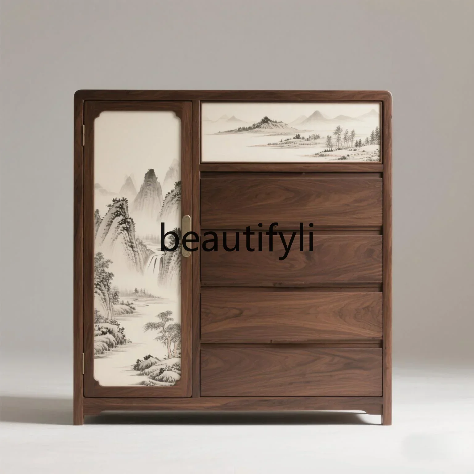 Q181  Song Dynasty aesthetic chest cabinet solid wood multi-layer drawer cabinet bedroom storage porch storage cabinet living ro