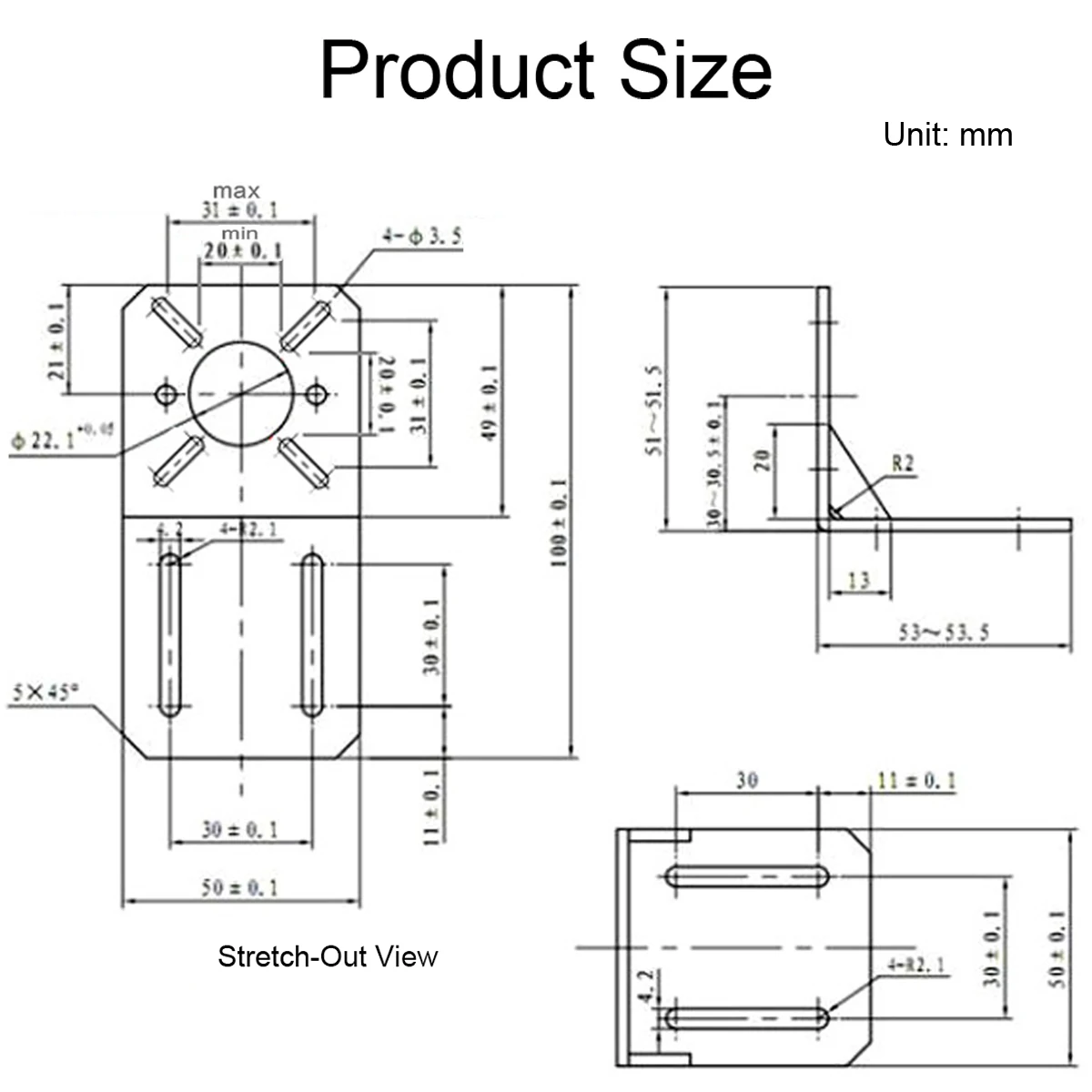 Universal NEMA 17 Stepper Motor Mounting Bracket DC Motor Fixing Mounting Base DC Motors Mount Bracket for with M3 M4 Screws