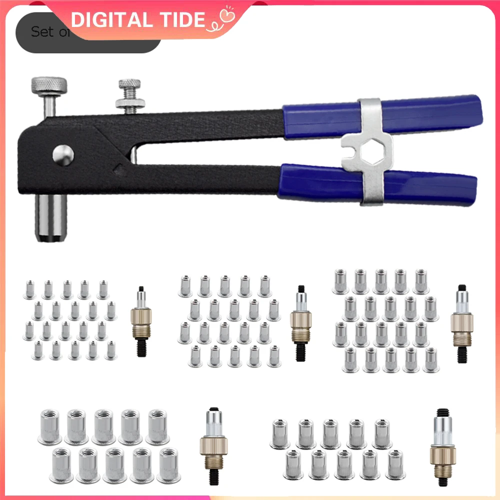 86PCS Rivet Nut Tool Kit Set Wrench Threaded Insert Rivet Nut Gun with Metric Rivet Nuts Assortment Blind Rivet Nut Hand Riveter