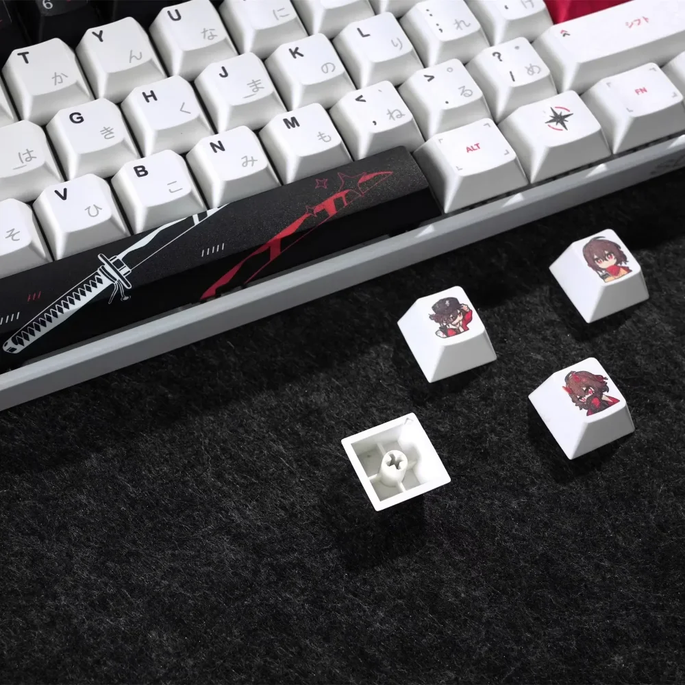 Yuki Aim Japanese Cherry Keycap Set PBT 134 Keys Anime Cartoon for 60/64/84/98/108 Mechanical Keyboards